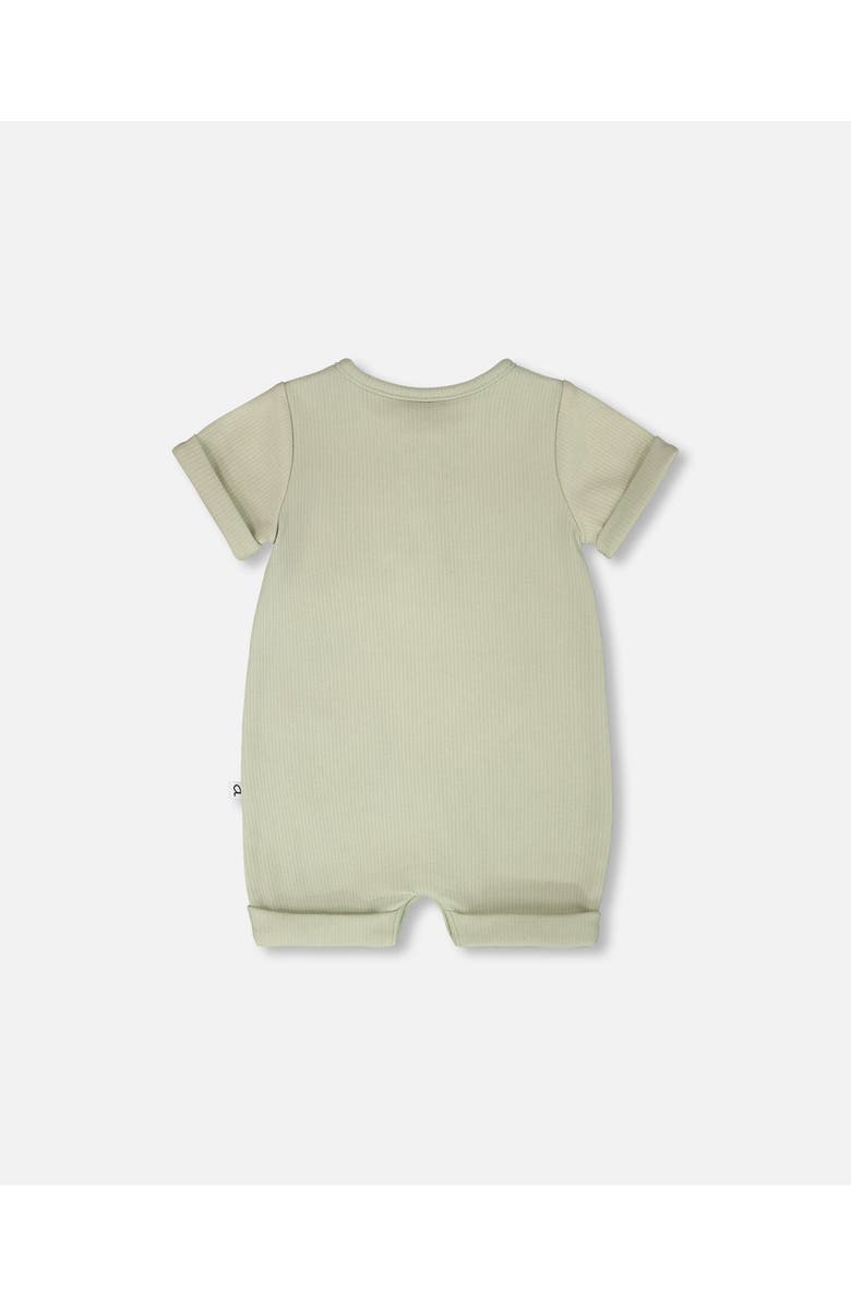 Deux par Deux Cotton Rib Short Sleeves Romper, Alternate, color, Sage Green