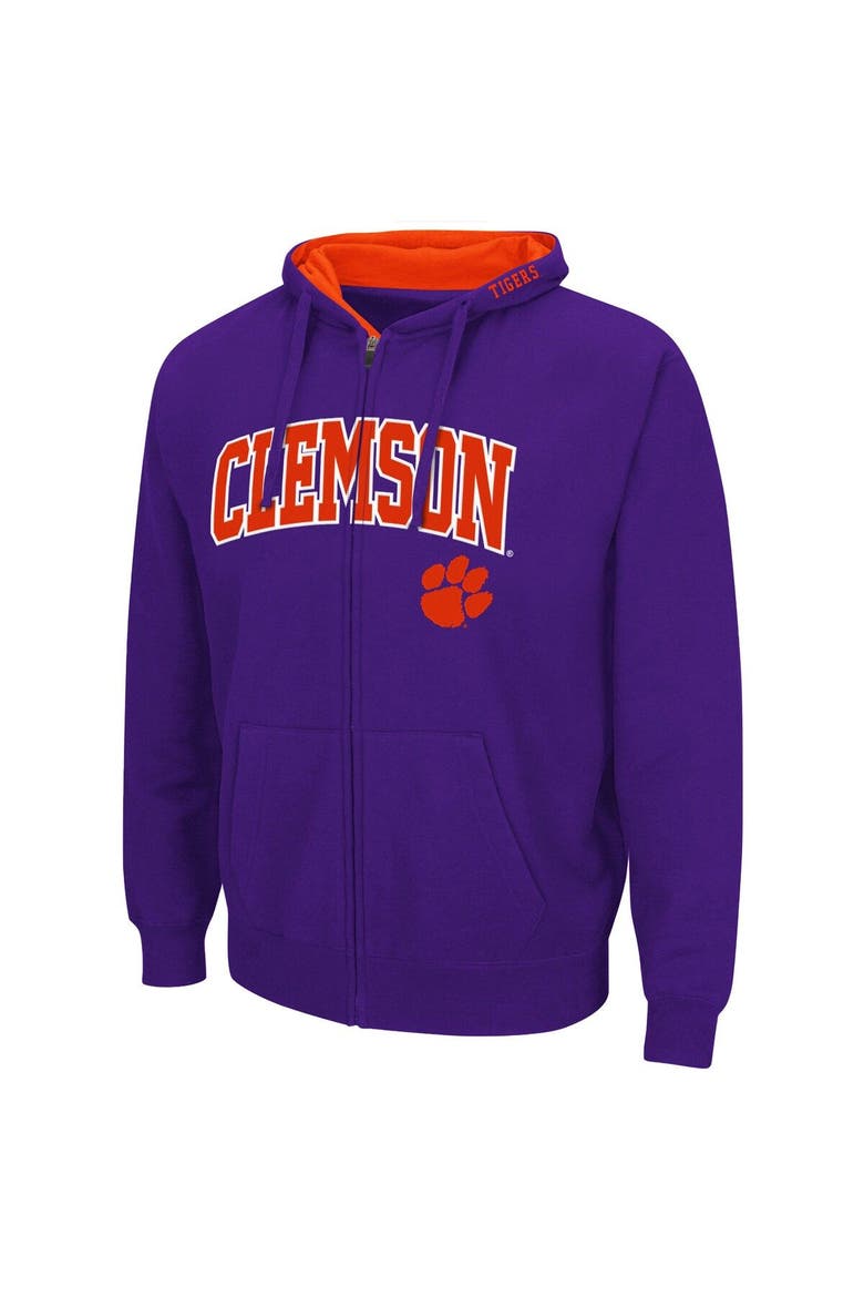 Men's Colosseum Purple Clemson Tigers Arch & Logo 3.0 Full-Zip Hoodie, Alternate, color, Purple