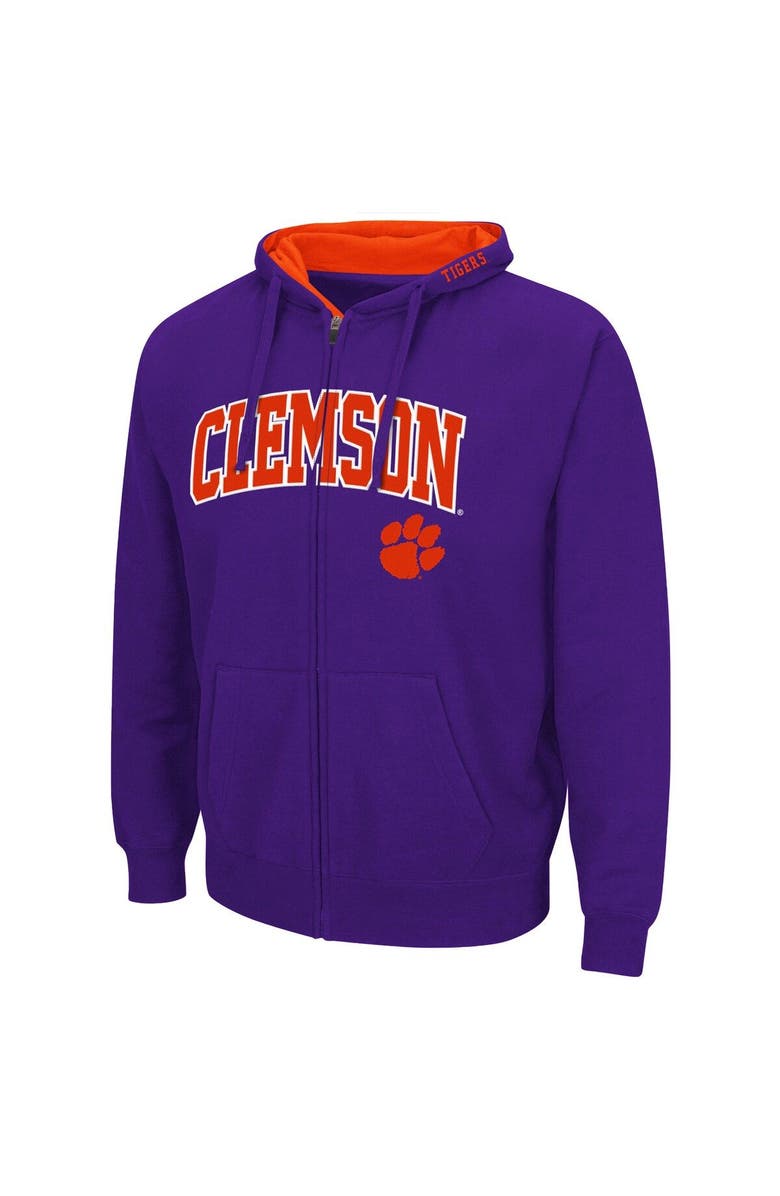COLOSSEUM Men's Colosseum Purple Clemson Tigers Arch & Logo 3.0 Full-Zip Hoodie, Alternate, color, Purple