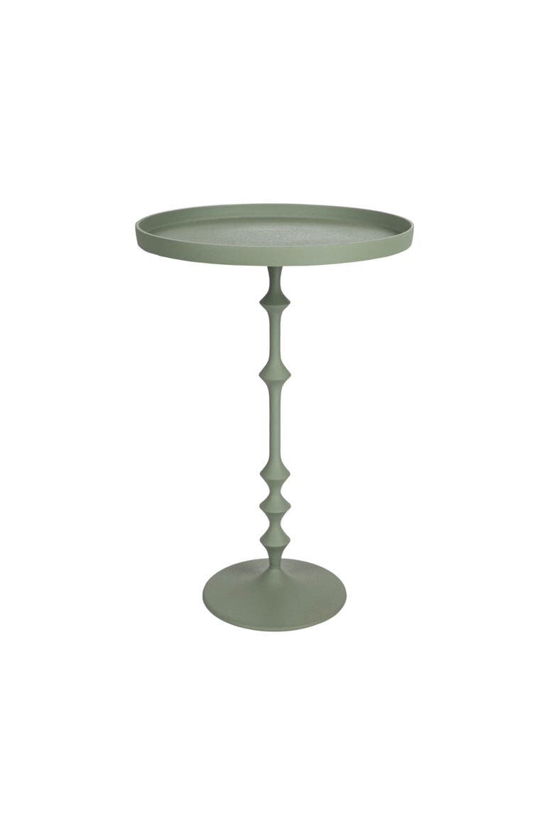 Metal Round Table with Sculptural Silhouette, Main, color, Green