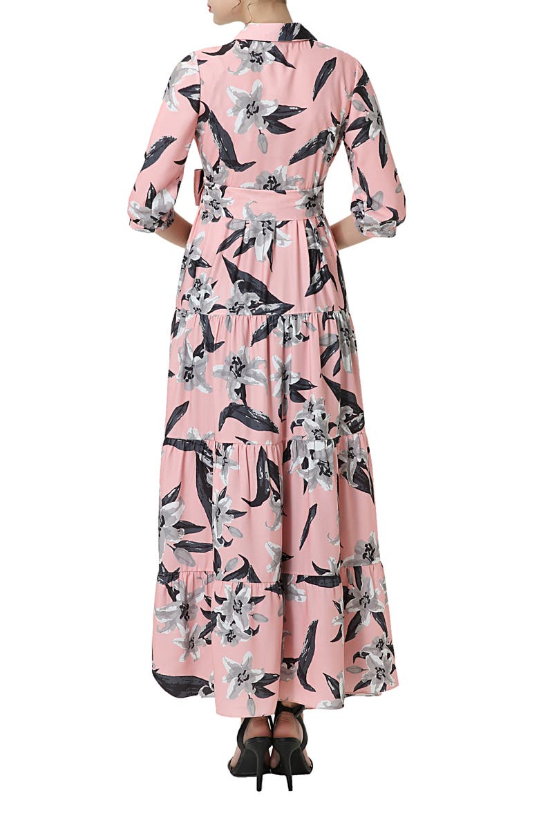Kimi and Kai Cora Floral Belted Maternity/Nursing Maxi Dress, Alternate, color, Pink