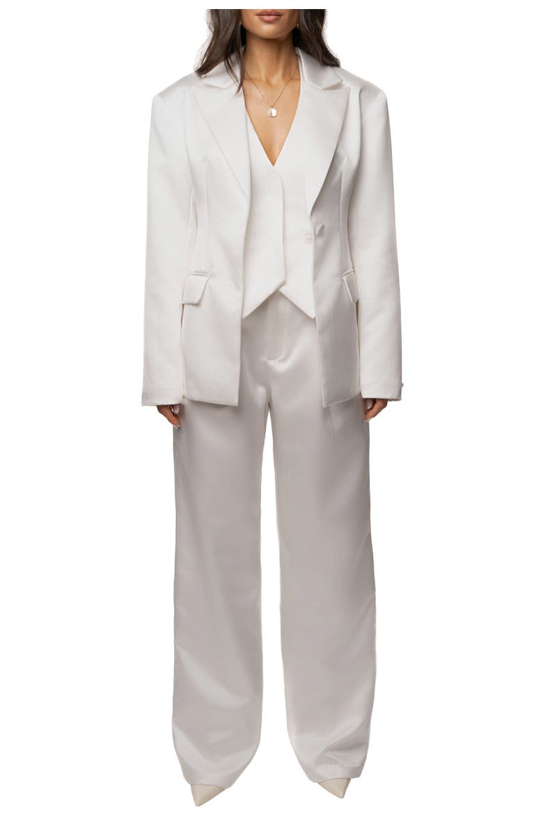JLUXLABEL Victoria Satin Blazer, Alternate, color, White