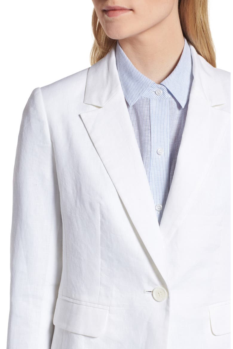 Linen Blend Blazer, Alternate, color, WHITE
