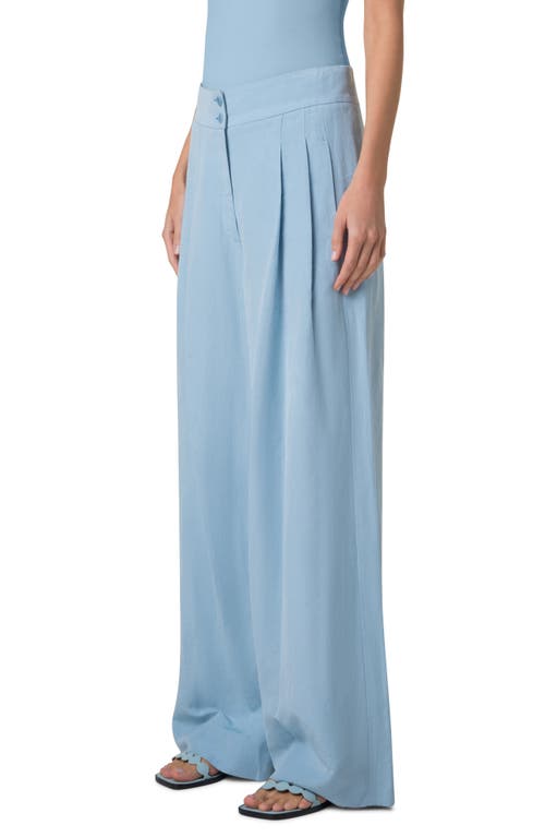 Akris Punto Florence Pleated Linen Wide Straight-leg Pants In Sky