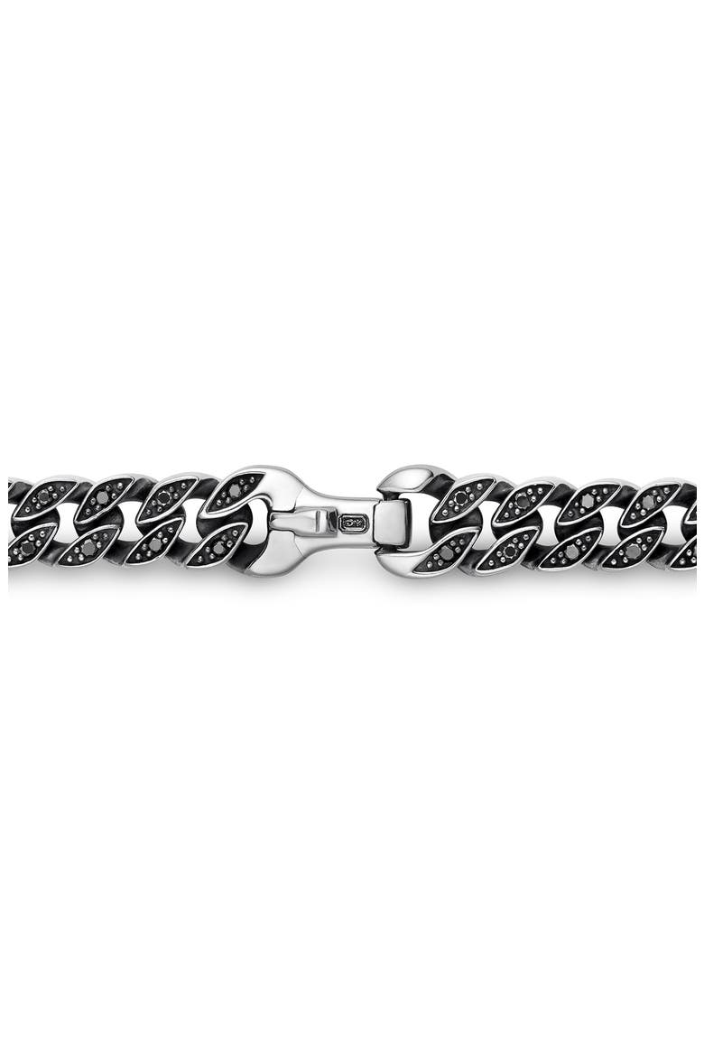 Men's Curb Chain Necklace in Sterling Silver with Black Diamonds, 6mm, Alternate, color, STERLING SILVER/ BLACK DIAMOND