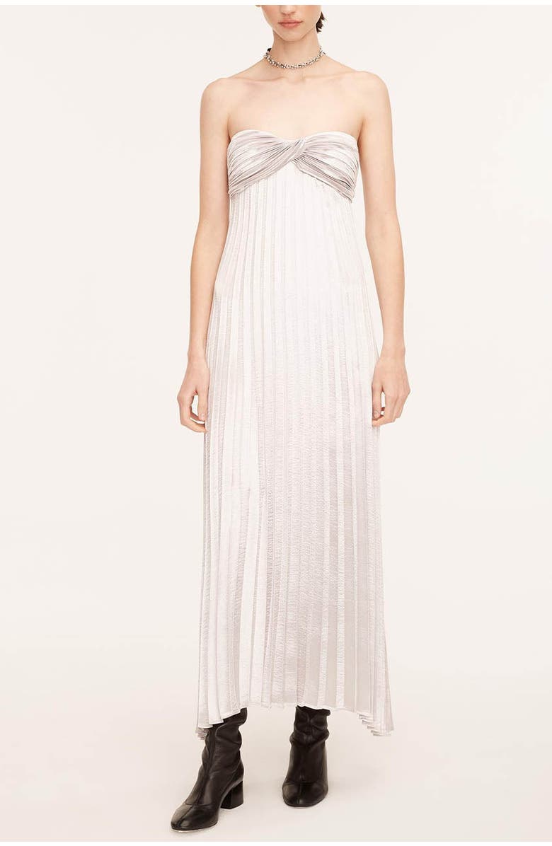 Rebecca Taylor Lamé Pleated Dress, Main, color, Silver