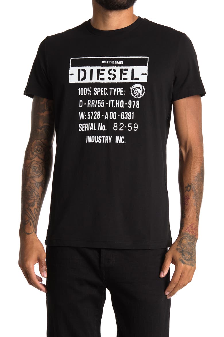 DIESEL Diego Logo Tee, Main, color, BLACK