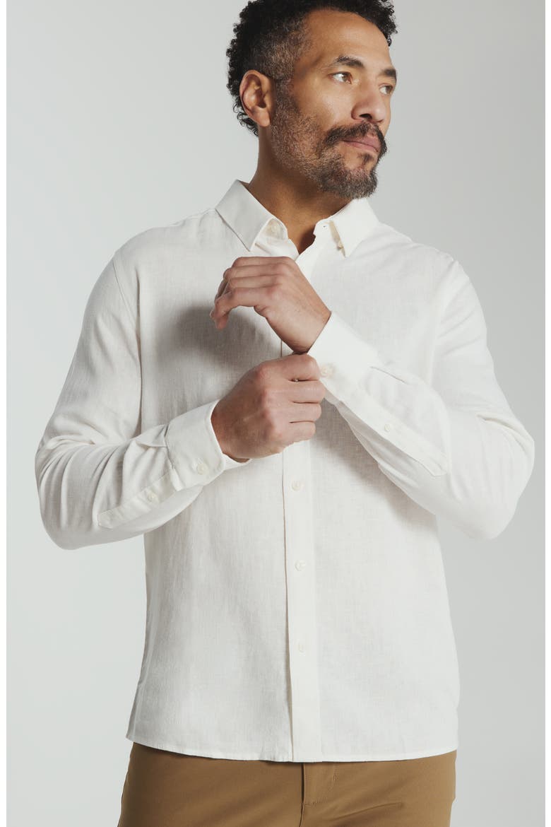Oasis Linen Blend Button-Up Shirt, Alternate, color, WHITE