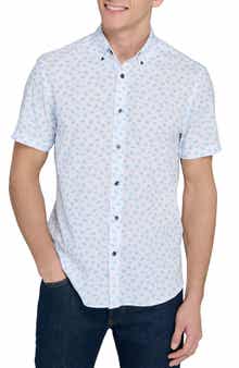 CONSTRUCT Slim Fit 4-Way Stretch Short Sleeve Button-Up Performance Shirt