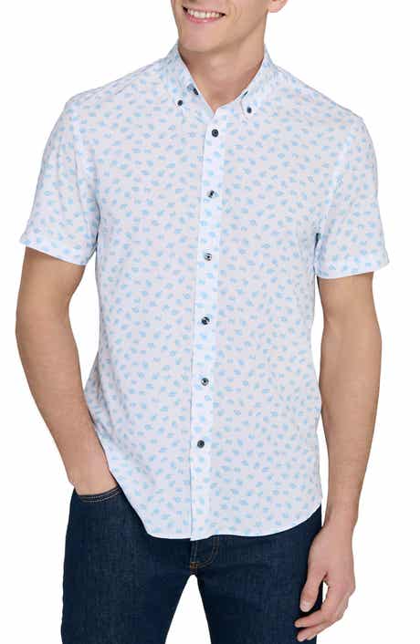 CONSTRUCT Slim Fit 4-Way Stretch Short Sleeve Button-Up Performance Shirt