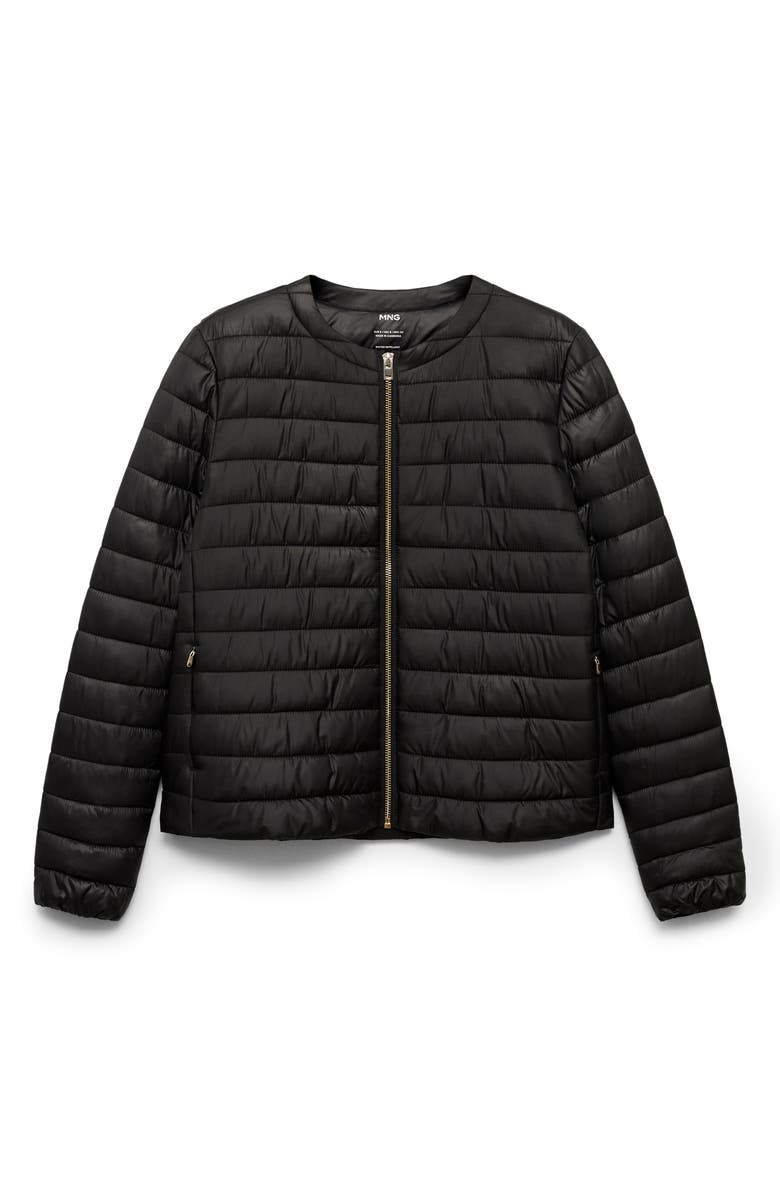 MANGO Pocket Quilted Jacket, Alternate, color, Black