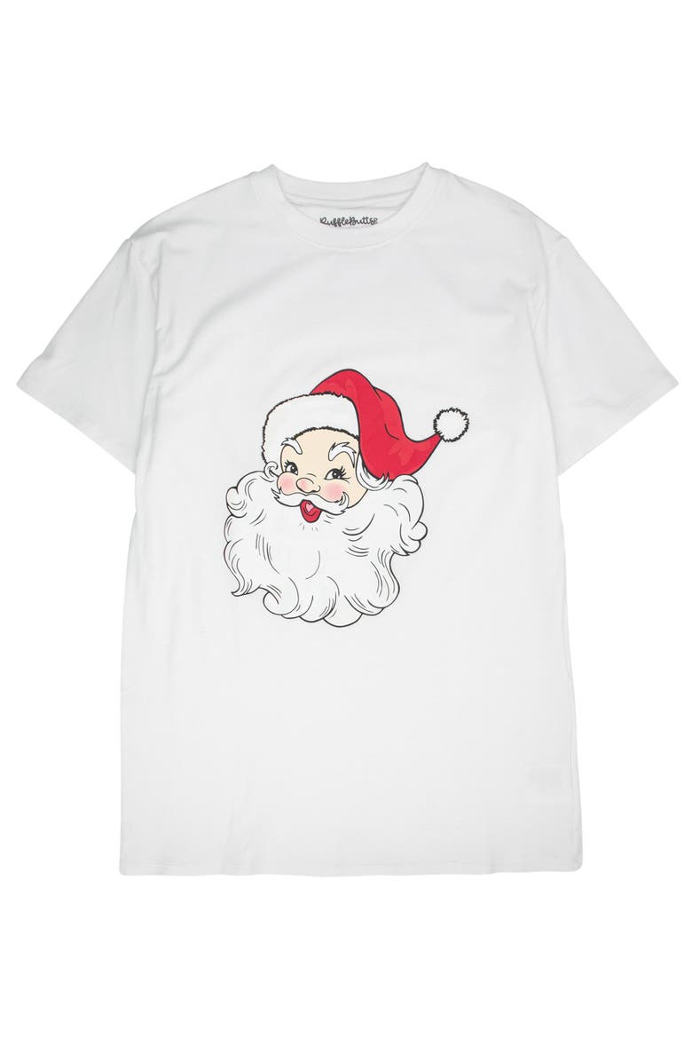 Gender Inclusive Adult Holiday Short Sleeve Graphic Tee, Main, color, Santa White