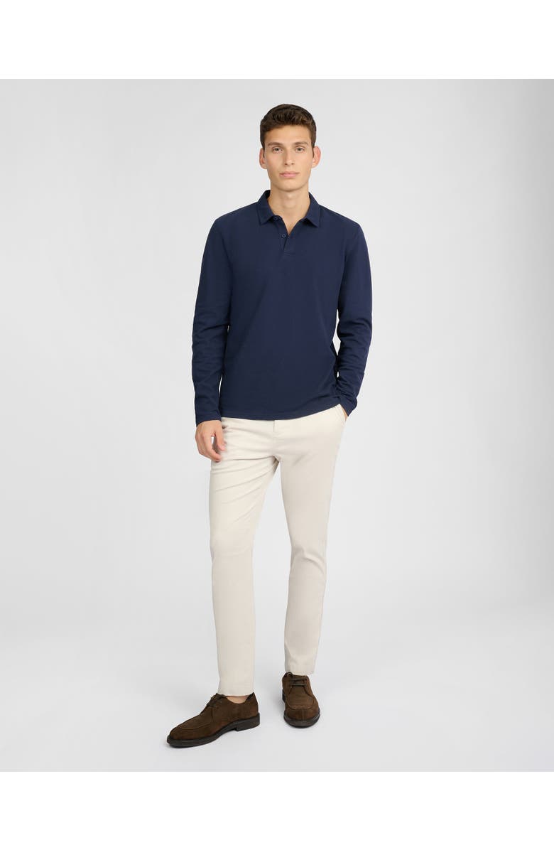 Onia Long Sleeve Pique Polo, Main, color, Midnight