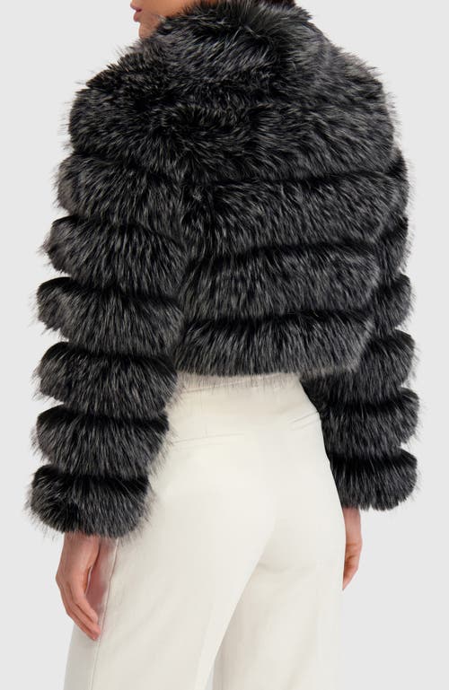 Lyla Grant Fur-free Fox (faux Fur) Horizontal Bolero In Gray