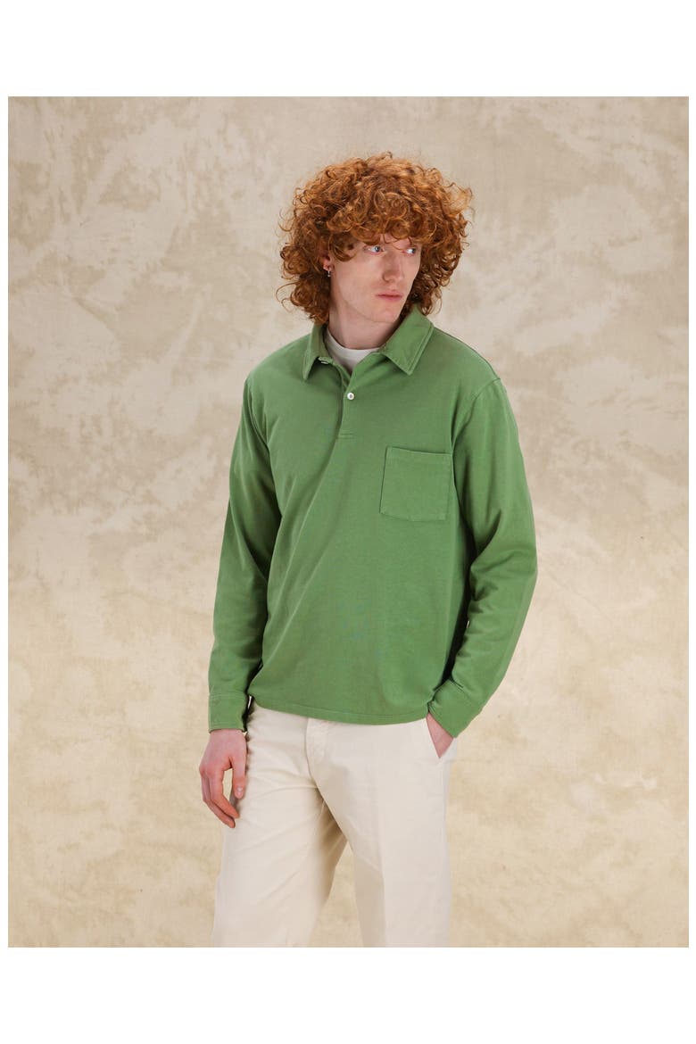 Missouril Long Sleeve Cotton Polo, Alternate, color, GREEN