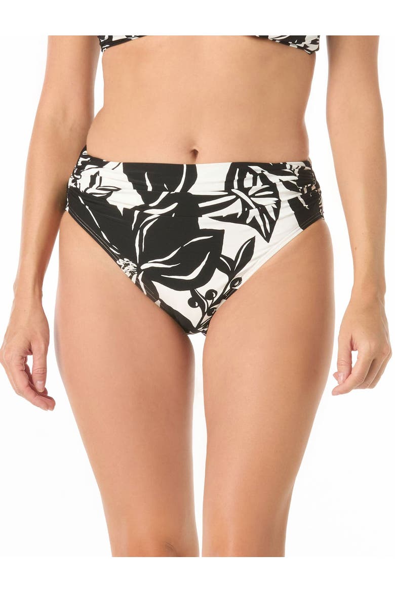 Ruched Bikini Swim Bottom, Main, color, Black/White