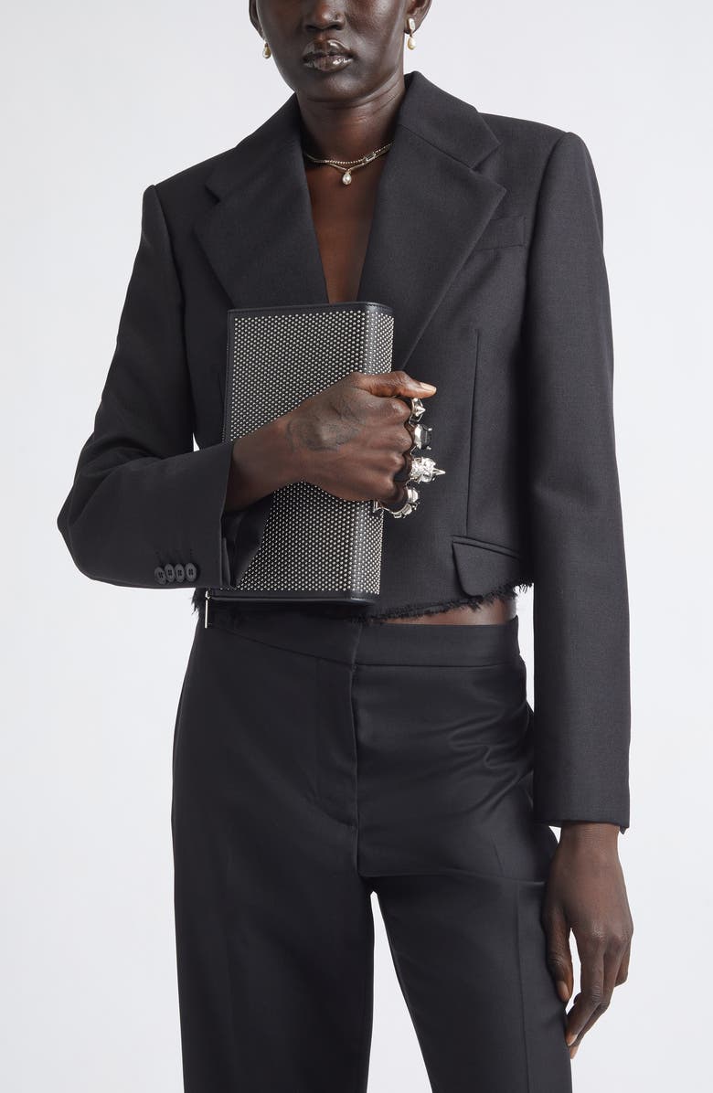 McQueen Punk Knuckle Flat Pouch, Alternate, color, Black