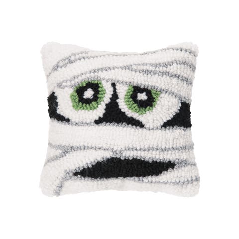 Mummy Face Small Accent Pillow 8" x 8" Fall Halloween Home Decor