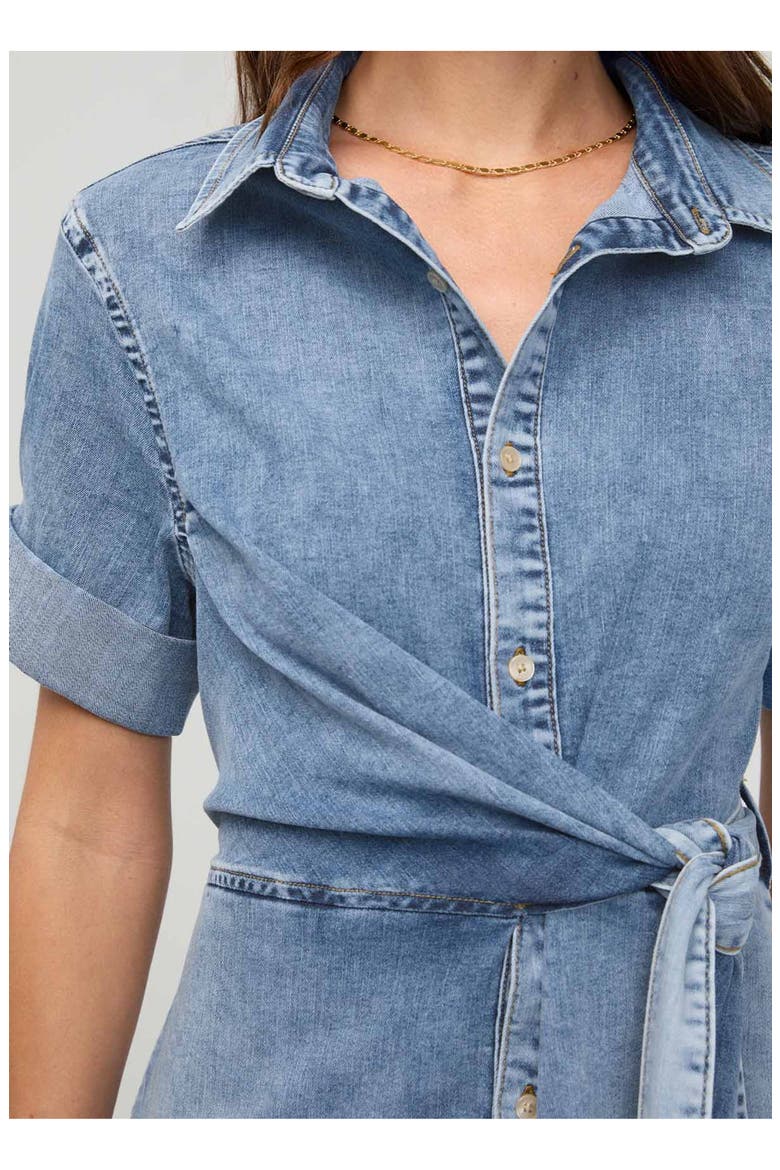 Performance Denim Lite Wrap Shirt Dress, Alternate, color, Light-Stone