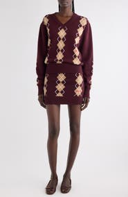 Chloé Argyle Wool & Cashmere V-Neck Sweater