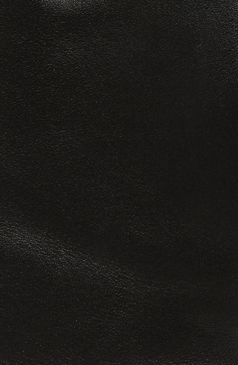 Saint Laurent Cassandre Logo Cashmere Lined Leather Gloves, Alternate, color, Black/ Gold