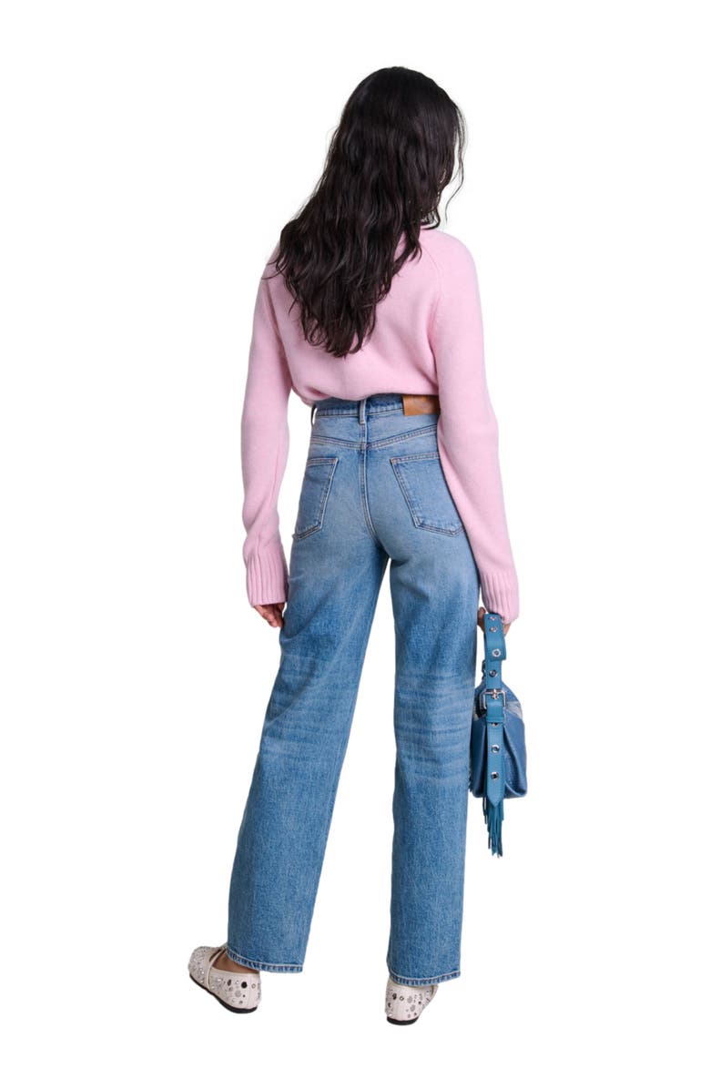 maje Straight-leg braided detail jeans, Alternate, color, 