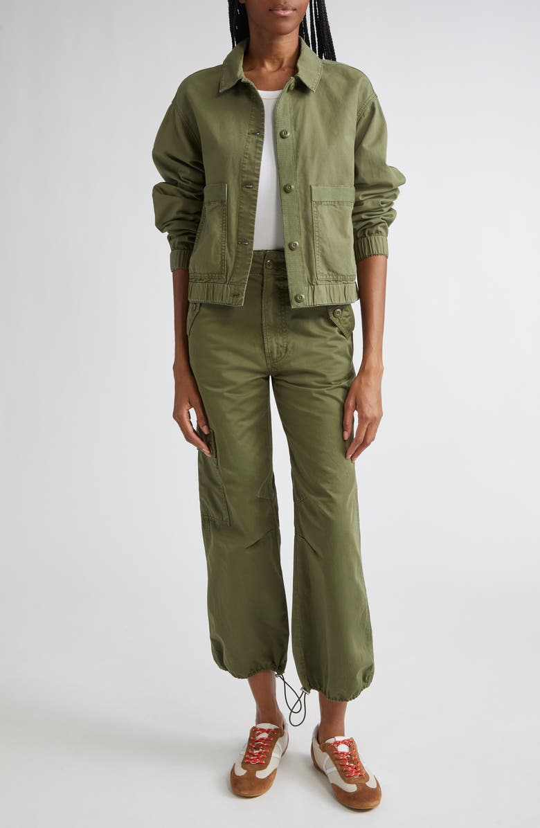 Veronica Beard Mandy Cotton Parachute Pants, Alternate, color, Army