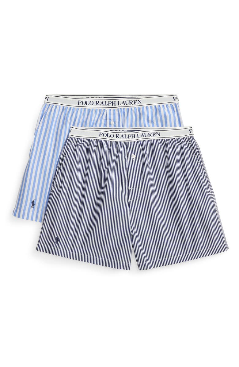 Polo Ralph Lauren Assorted 2-Pack Cotton Boxer Pajama Shorts, Main, color, Hydrangea/ Beacon Blue