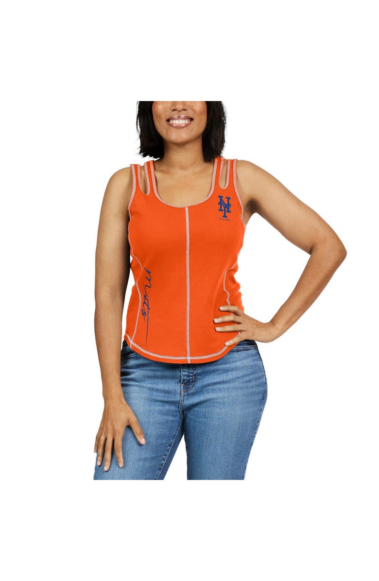 WEAR by Erin Andrews Women's WEAR by Erin Andrews Orange New York Mets Contrast Stitch Tank Top, Alternate, color, 