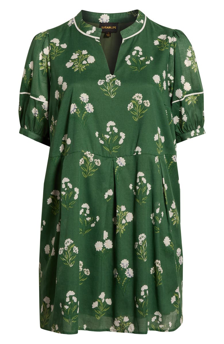 SUGARLIPS Kestrel Floral Fawna Cotton Shift Dress, Alternate, color, Cream-Green