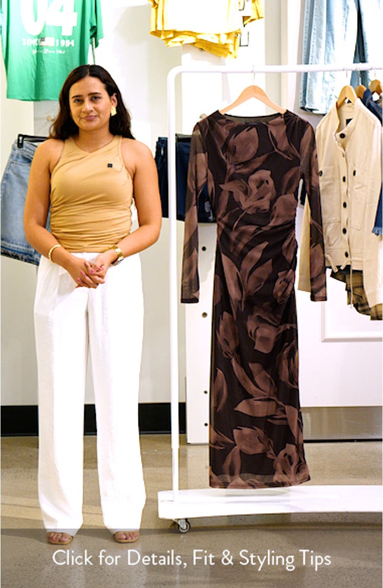 Alannah Floral Long Sleeve Mesh Midi Dress, sales video thumbnail