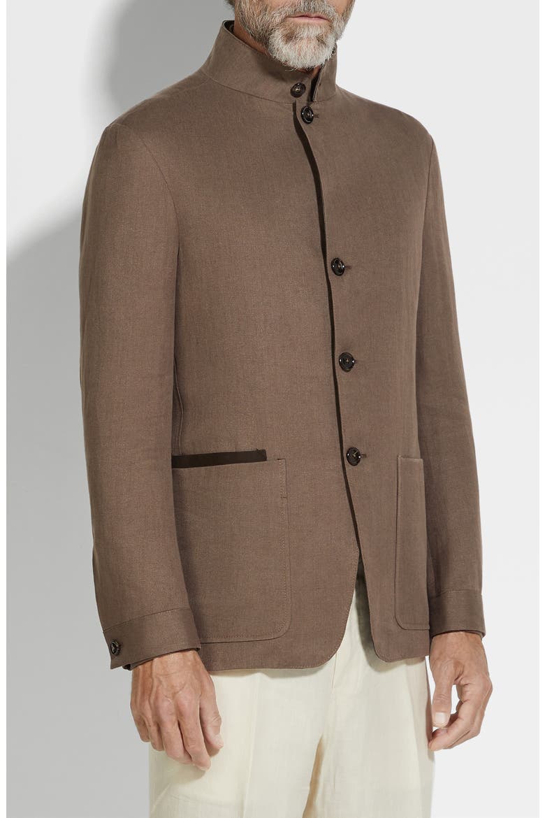 Linen Chore Jacket, Main, color, MEDIUM BROWN SOLID