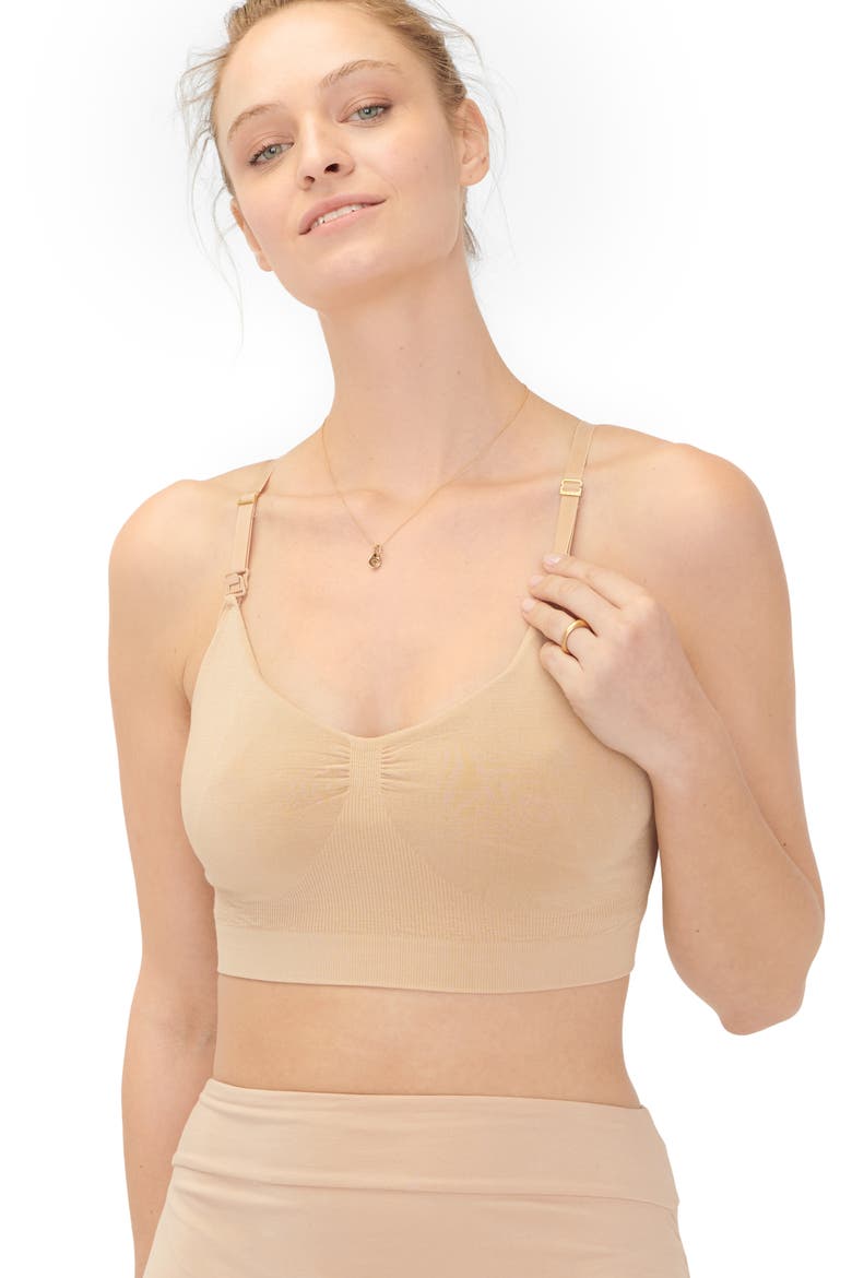 The Essential Maternity Wireless Pumping and Nursing Bra, Alternate, color, SAND