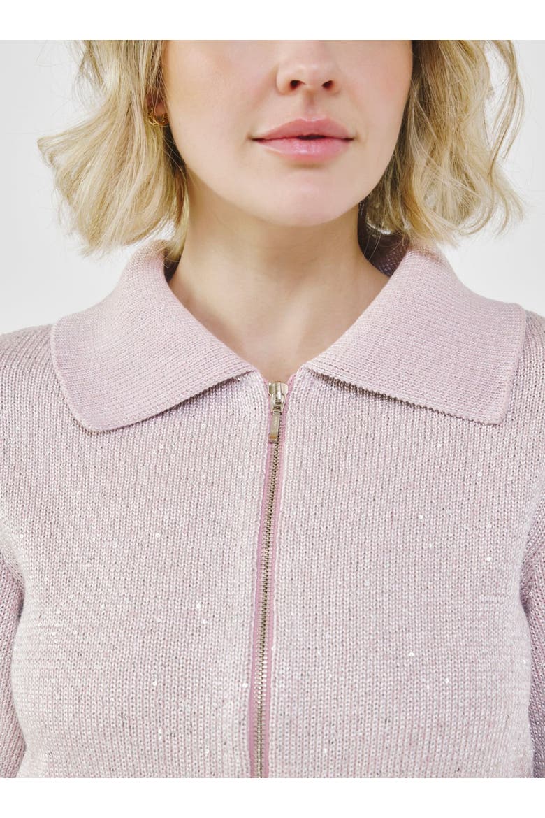 Sequin-Kissed Cotton Cardigan, Alternate, color, Dusty Pink