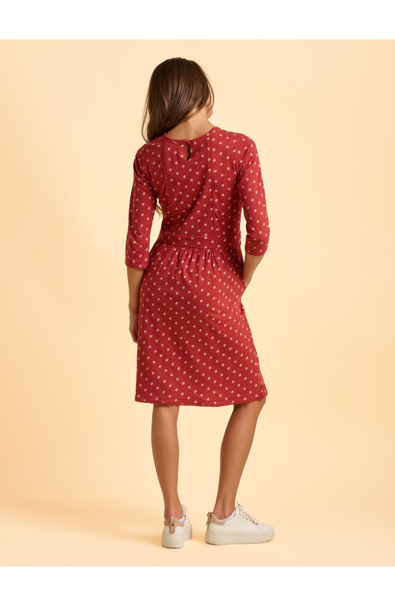 Brakeburn Freya 3/4 Sleeve Embroidered Midi Dress, Alternate, color, Red