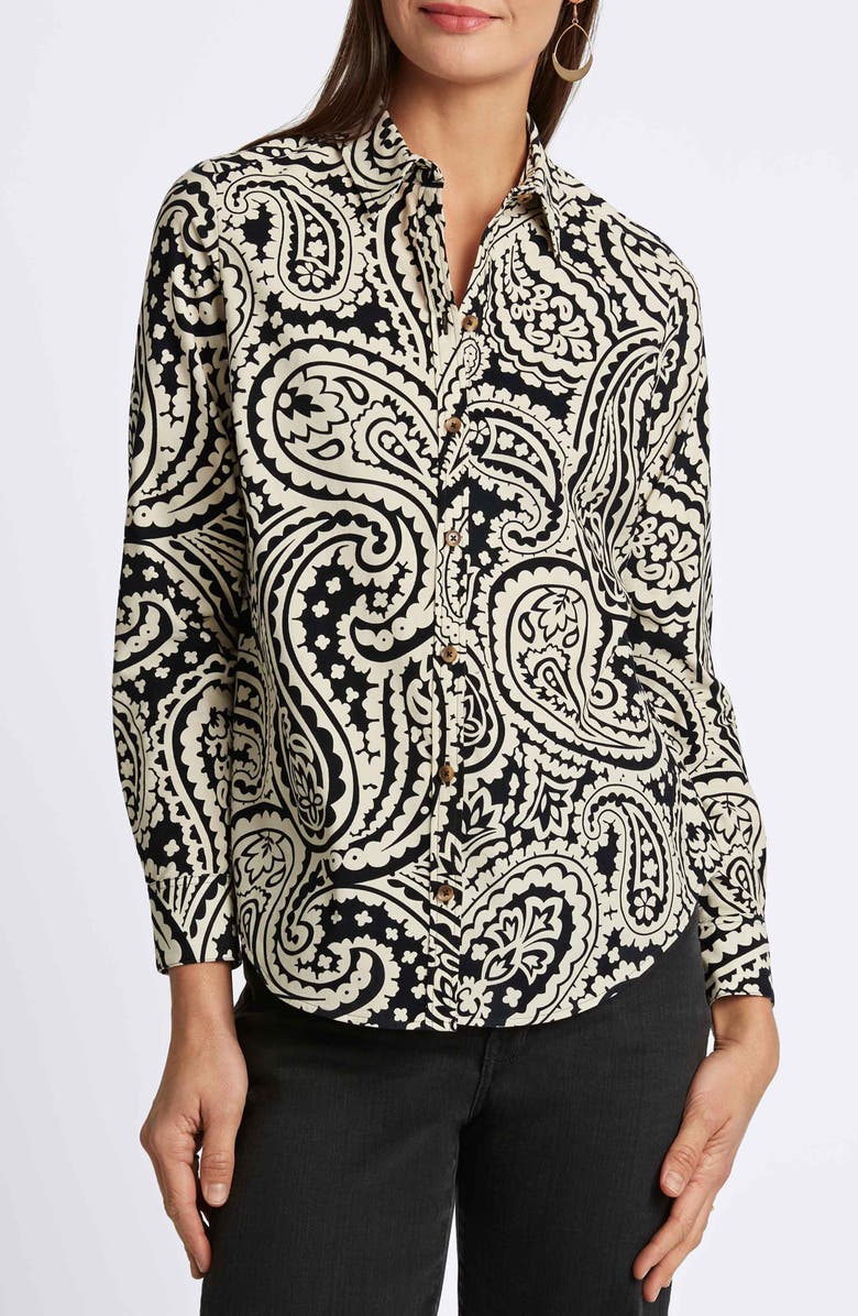 Foxcroft Haven Paisley Corduroy Button-Up Shirt, Main, color,