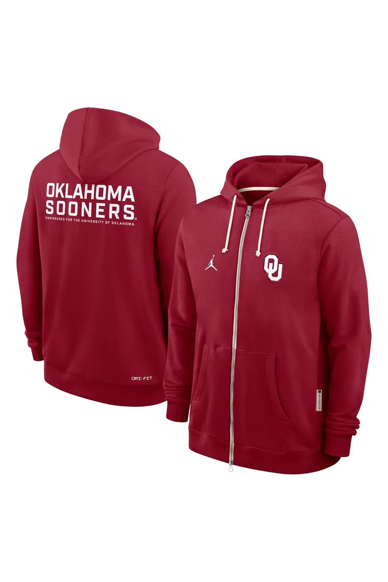 Men's Jordan Brand Crimson Oklahoma Sooners 2025 Sideline Performance Full-Zip Hoodie, Alternate, color, Crimson
