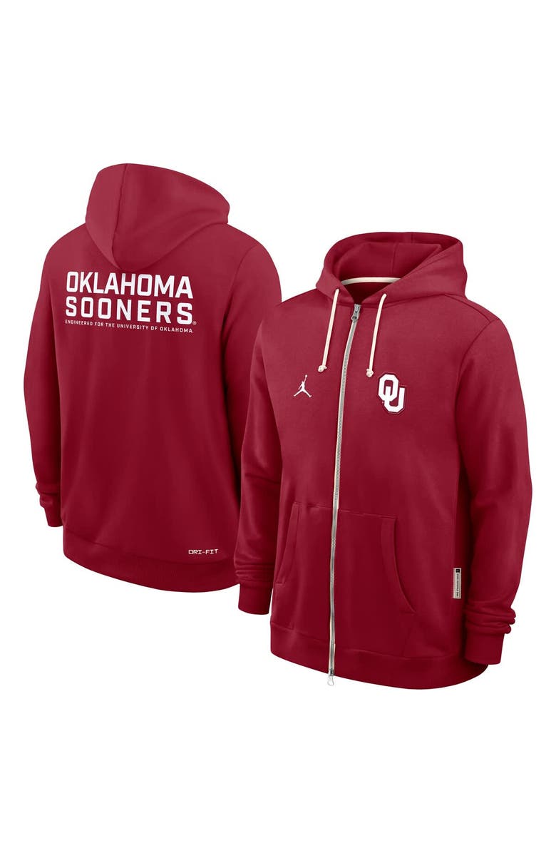 Jordan Brand Men's Jordan Brand Crimson Oklahoma Sooners 2025 Sideline Performance Full-Zip Hoodie, Alternate, color, Crimson
