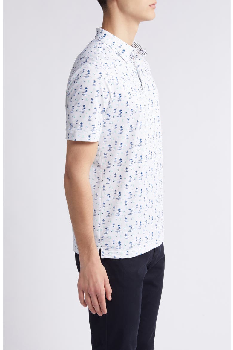 Halyard Trim Fit Print Performance Polo, Alternate, color, WHITE LONE CACTI