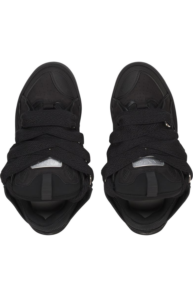 Lanvin Curb Leather Sneakers, Alternate, color, Black-Black