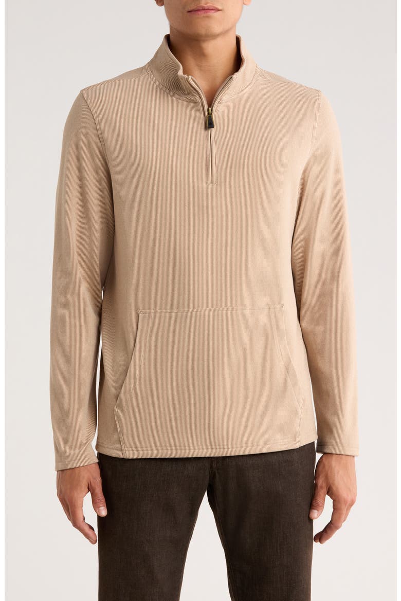 Catalina Hills Stripe Quarter Zip Pullover, Main, color, CHINCHILLA