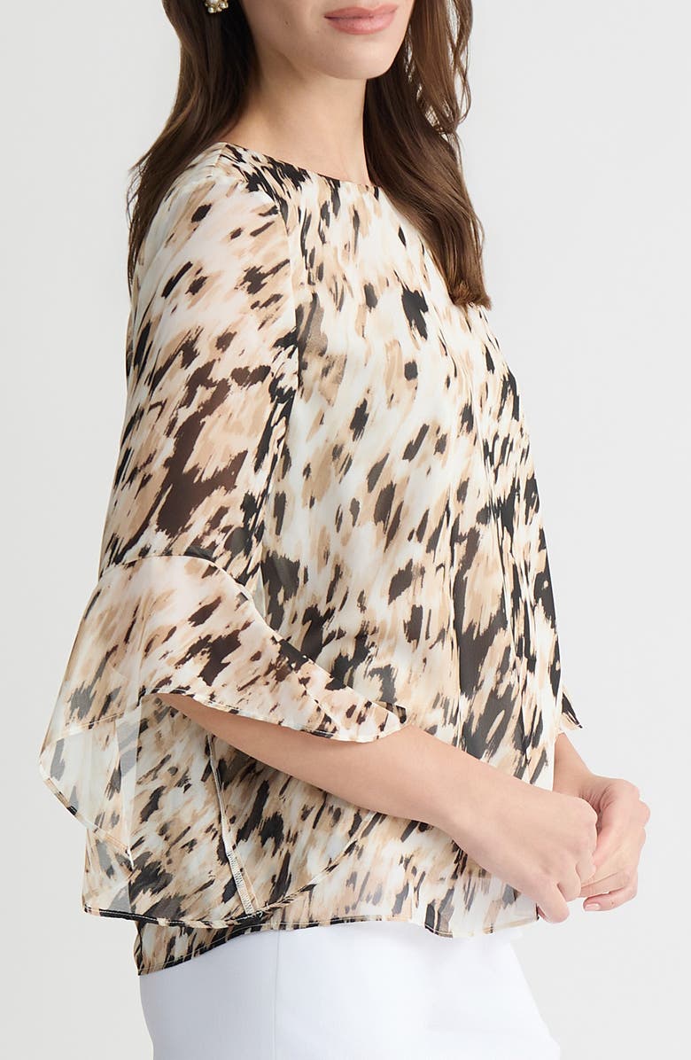 KASPER Printed Ruffle Sleeve Top, Alternate, color, 