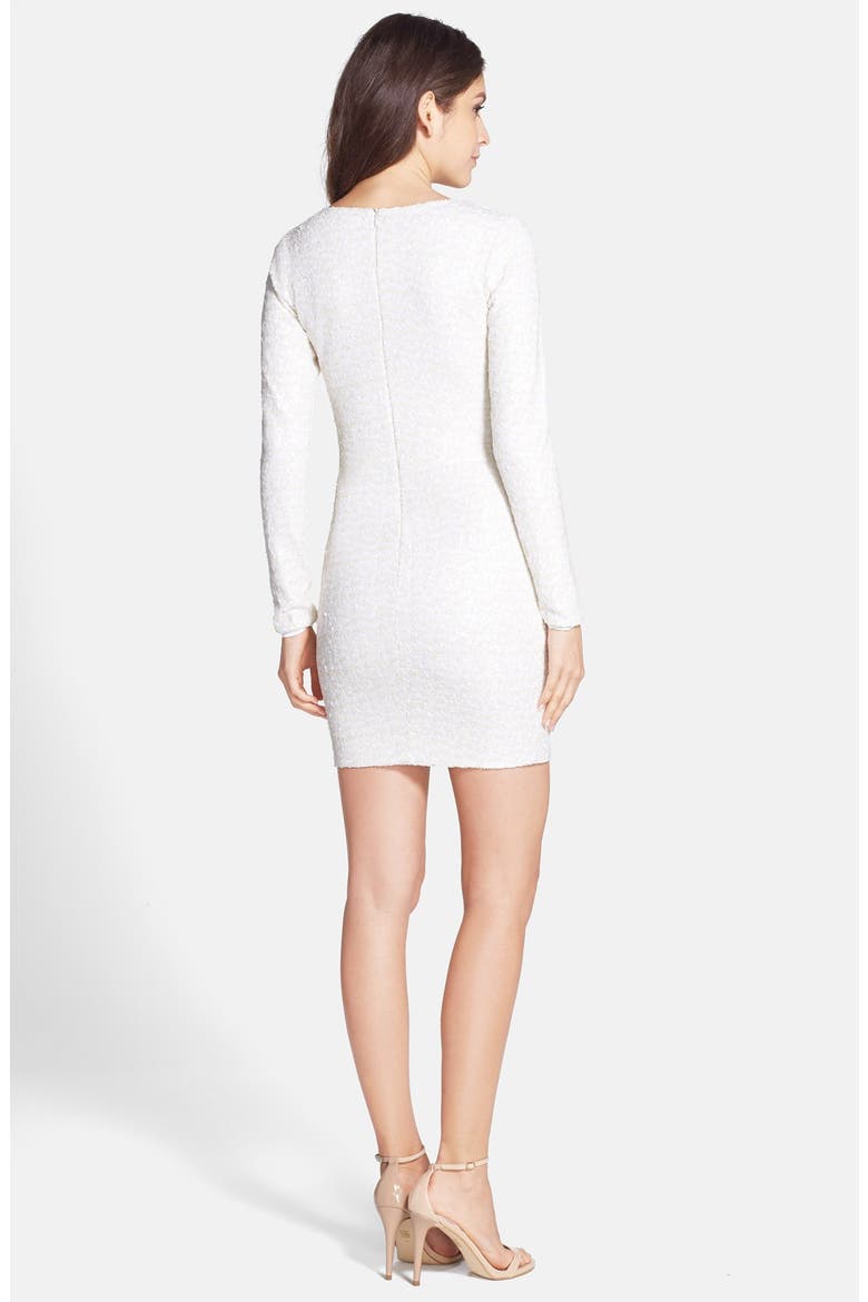 'Bridget' Sequin V-Neck Body-Con Dress, Alternate, color, PEARL