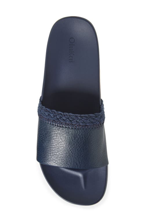 Olukai Pākea Leather Slide Sandal In Blue