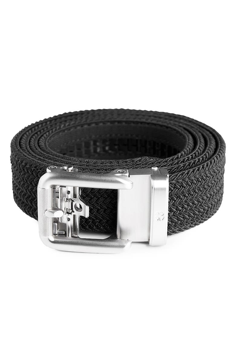 Black Clover Braided Stretch Belt, Main, color, 