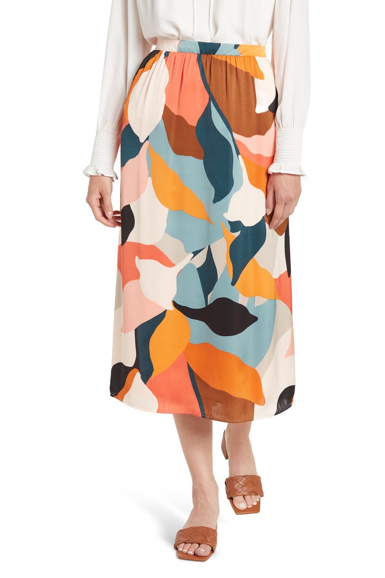 Daniel Rainn Matte Satin A-Line Skirt, Main, color, MULTI