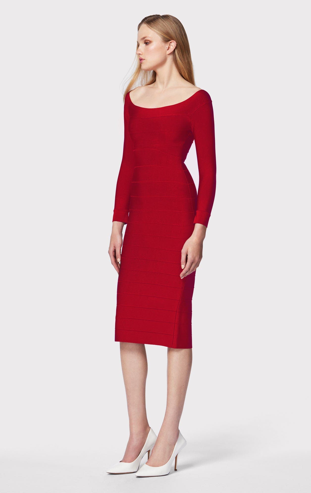 Herve Leger Icon Scoop Neck Midi Dress (Women) | Nordstrom
