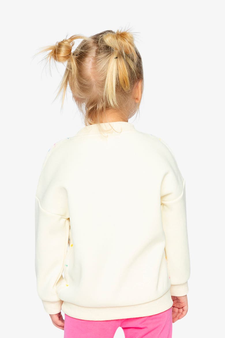 Bi-Material Confetti Faux Fur Fleece Sleeve Sweater, Alternate, color, Off-White