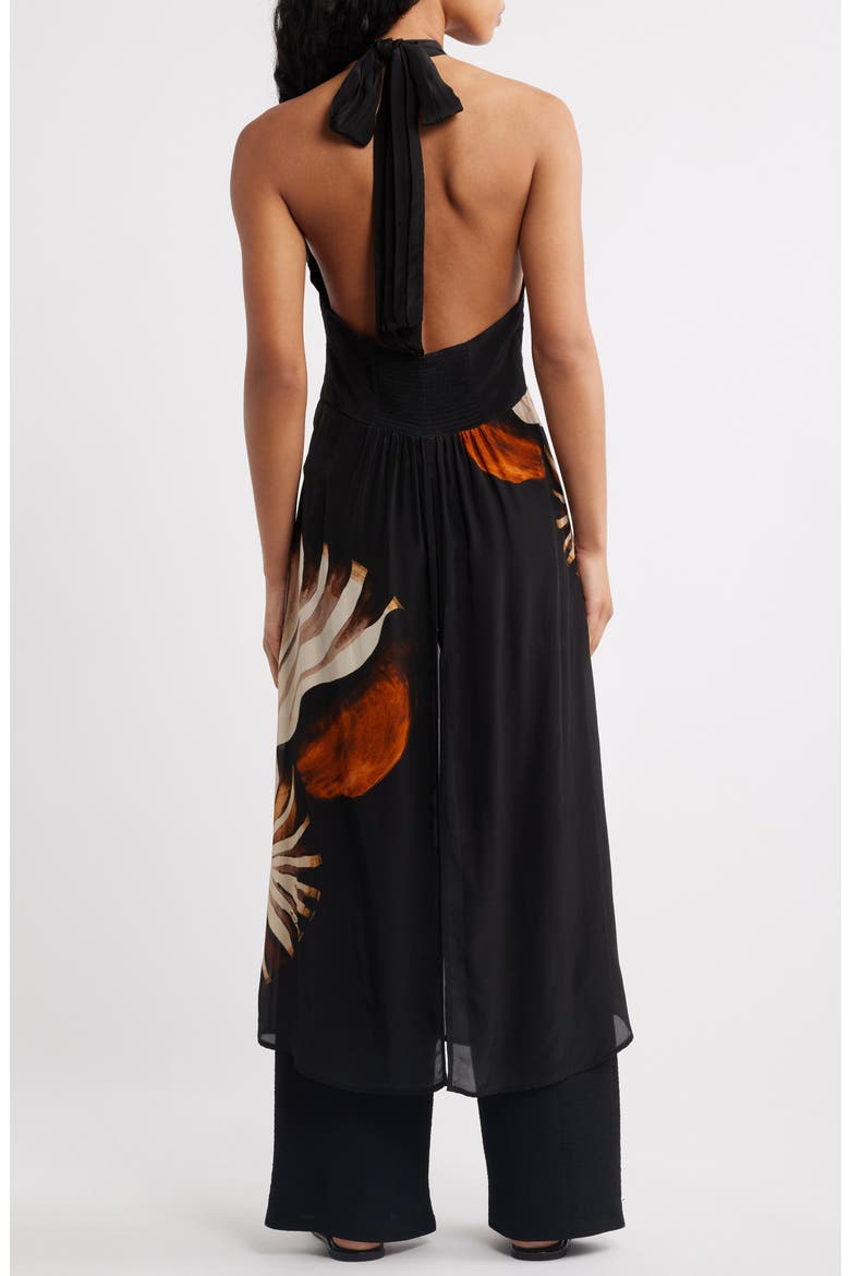 Ammonite Halter Neck Open Front Midi Tunic, Alternate, color, BLACK