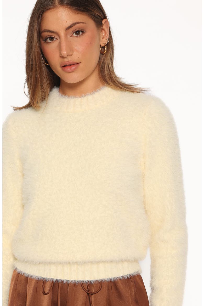 Winifred Fluffy Crewneck Sweater, Alternate, color, BUTTER YELLOW